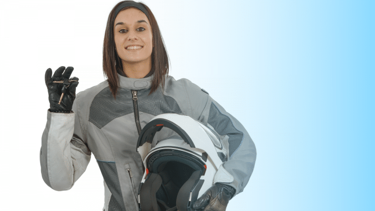 Woman with helmet and gear image
